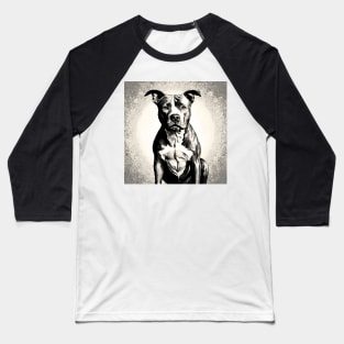 Pointilism Pitbull Terrier Baseball T-Shirt
